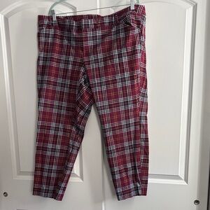 Old Navy Burgundy Plaid Ankle Pants